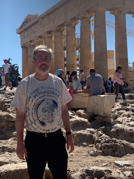 Bob standing in front of Parthenon. 